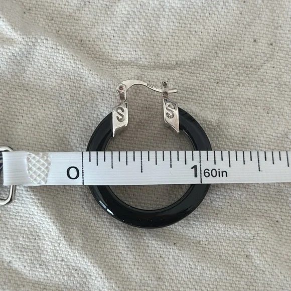 Jay King Black Chalcedony/Blue Opal mosaic Hoop Earrings - Picture 9 of 10